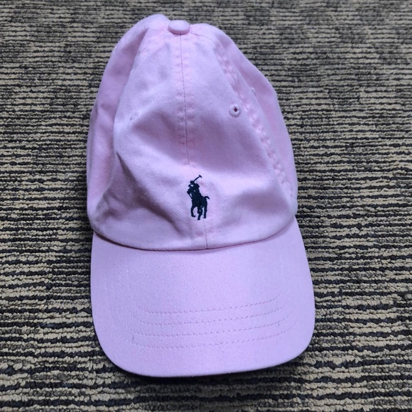 pink polo hat with leather strap